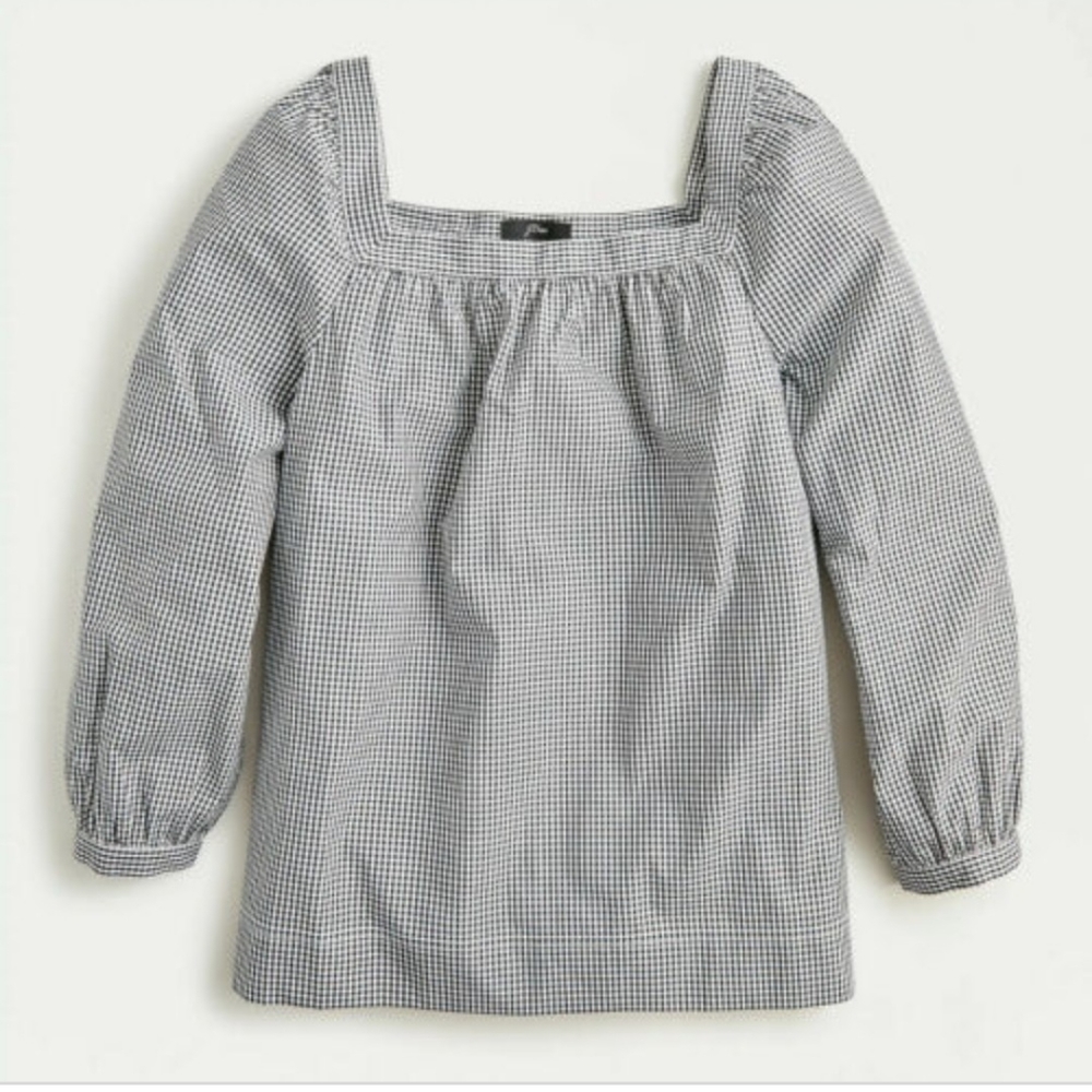 Gingham Square Neck Top